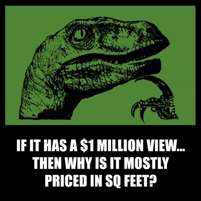 If it has a $1 million view... then why is it mostly priced in sq feet? (why to use offrs)