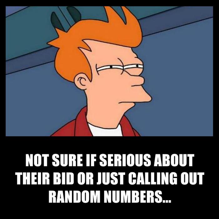 Not sure if serious about their bid or just calling out random numbers... (by offrs)